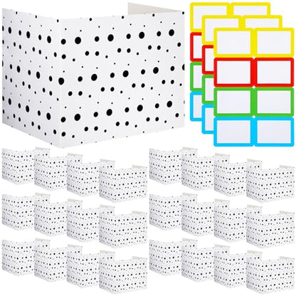 24 Pcs Privacy Folders for Students Testing, Black Dots, Black White - color: Black White, style: Black Dots