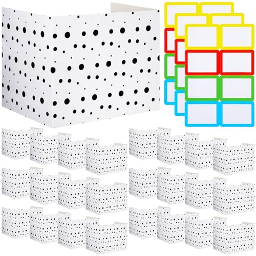 24 Pcs Privacy Folders for Students Testing, Black Dots, Black White - color: Black White, style: Black Dots