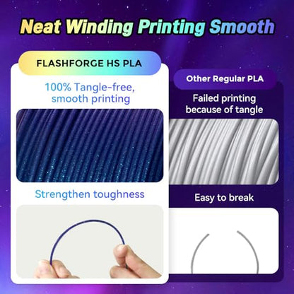 FLASHFORGE Chameleon Rapid PLA Filament 1.75mm Nebula Purple, PLA Color Shift High Speed 3D Printer Filament, Max 500mm/s Fast Printing, Display Shimmering Effects from Various Angles and Light - color: Chameleon Nebula Purple