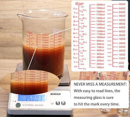 3 Piece Glass Measuring Cup Set, Includes 2-Cup, 4-Cup, and 8-Cup High Borosilicate Glasss Liquid Measuring Cups, Dishwasher, Freezer, Microwave, and Preheated Oven Safe, Essential Kitchen Tools - size: 2Cup/4Cup/8Cup