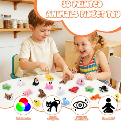 JOICEE 50Pcs Mini 3D Printed Animals Articulated Flexible Fidget Toys - color: Brown