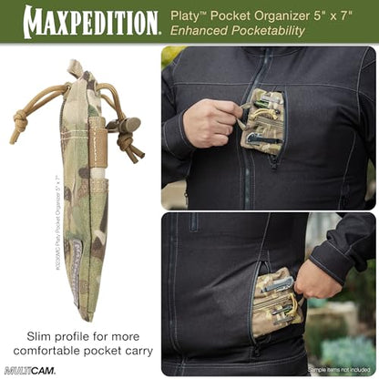 Maxpedition Platy Pocket Organizer, EDC Tool Pouch, Neck Wallet - color: Multicam, size: 5" x 7"