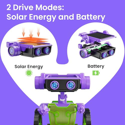 Sillbird Solar Building Robot Kit Educational STEM Gift for Boys Aged 8-12 - color: Purple-green