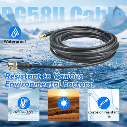 Upgraded RG58 BNC Male to SMA Female Coaxial Cable 16.4ft SMA to BNC Extension Cable Low Loss 50 ohm for Radio Antenna, Oscilloscope, Ham Radio - size: SMA Male to BNC Female Cable 49.3ft