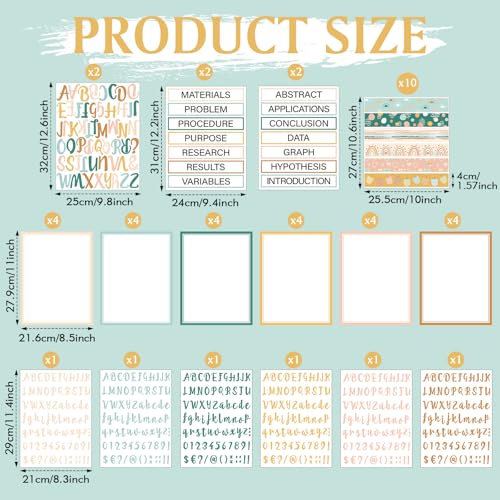 Dispowreath 96 Pcs Science Fair Board Supplies,Green Boho Style - style: Green Boho Style