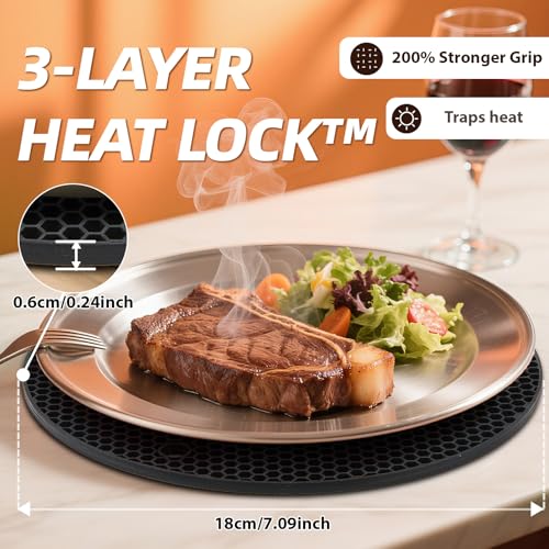 4 Pack Silicone Hot Pads & Pot Holders - Heat Resistant Non-Slip Mats for Kitchen Countertops, Trivets for Hot Pots, Dishwasher Safe & BPA-Free (Black) - color: Gray