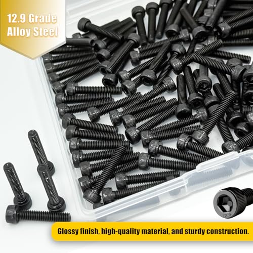 140pcs M4x20mm Screws Hex Socket Cap 12.9 Steel Black Zinc Half Thread - size: M4*20mm 140pcs