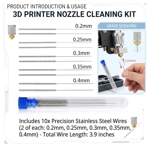 3D Printer Tool Kit, 3D Printing Accessories with Nozzle Cleaning Kit, Removal Scraper, Sanding Files, Wire Cutter & Tweezers for 3D Printer Post-Processing, Cleaning, Finishing