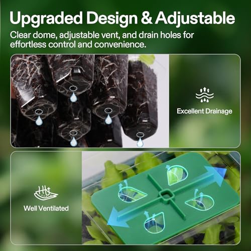 VIVOSUN 6-Pack Seed Starter Trays & 10"x20.75" Seedling Heat Mat - size: 6-Pack 72-Cell, style: Trays with 10"x20.75" Heat Mat