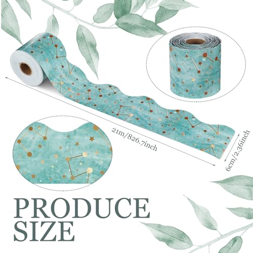 Outus 68 ft Galaxy Bulletin Board Borders, Scalloped Space Theme - size: 2.99 Inches, style: Space