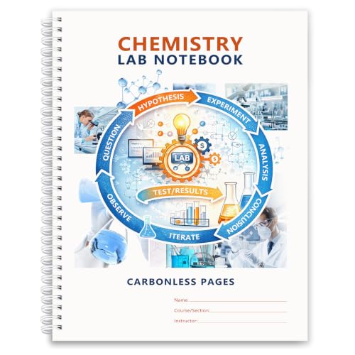 Carbonless Chemistry Lab Notebook, 50 Sets Duplicate Pages, 8.5 x 11 Inches