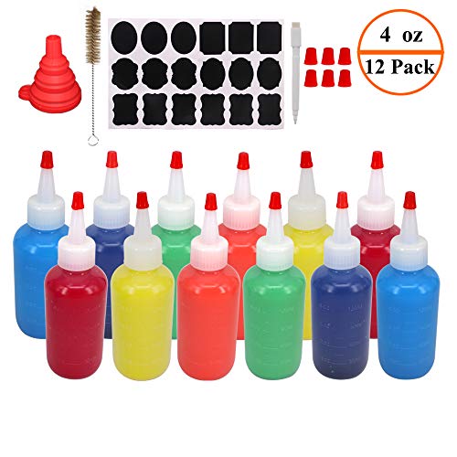 12 Pack 4-Ounce Empty Plastic Squeeze Bottles with Red Tip Caps Multipurpose Squirt Bottle - size: 4oz 12pack
