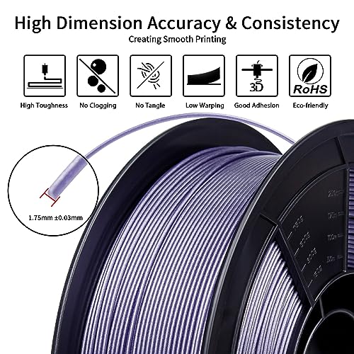 ZIRO 3D Printer Filament, 1.75mm Glitter Sparkle PLA, 1KG Diamond Lavender - color: Diamond-lavender