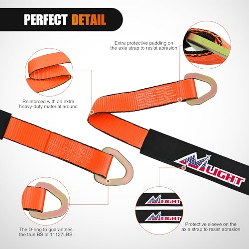 Nilight 4PCS 2"x 38" Axle Tie Down Straps with Protective Sleeve D-Ring - color: 2in x 38in Axle Tie Down Straps 4Pcs Orange