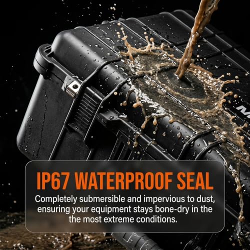 MEIJIA All Weather Waterproof Hard Camera Case,Hard Case with Customizable Fit Foam,Fit Use of Drones,Camera,Equipments,Pistols,Elegant Black (Black, 24.25"X19.43"X8.68") - size: 24.25" x 19.43" x 8.68"