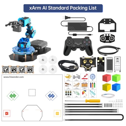 LewanSoul Robotic Arm AI Vision Voice Control for Arduino Scratch Python 6DOF Smart Robot Arm STEM Project Educational Robot & Engineering Kits, Science/Coding/Programming Set, xArmAI Standard Kit
