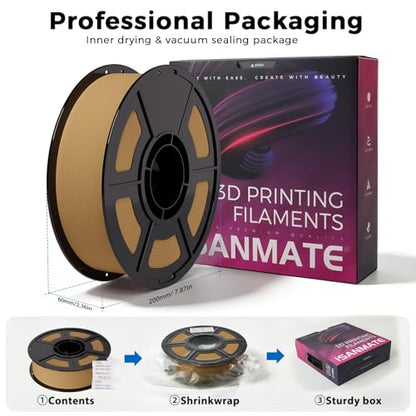 iSANMATE Matte PLA Filament 1.75mm Latte Brown PLA 30-300mm/s 1KG for Bambu - color: Latte Brown