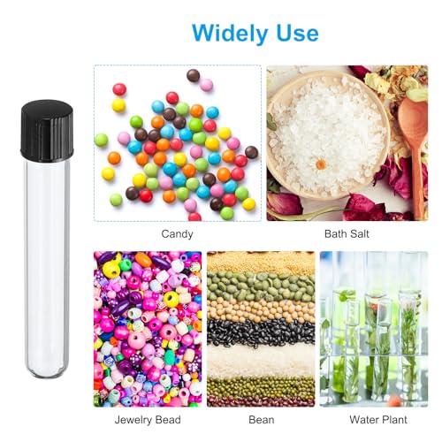 PATIKIL 10ml Test Tubes, 10pcs 3.94x0.63in Glass Clear Round Bottom Test Tube Containers with Plastic Cap for Bead Party Candy Bath Salt Storage Scientific Experiment Plant Propagation - size: 10ml