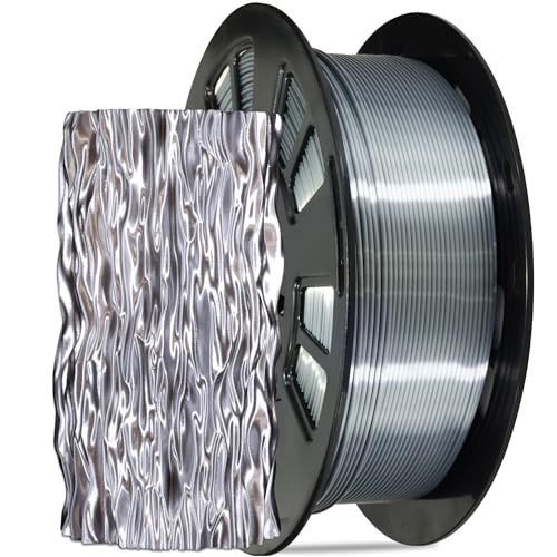 Silk Sliver PLA Satin Shiny 3D Printer Filament, 1.75mm Diameter 1kg Spool 2.2lbs for FDM 3D Printers - color: Silver