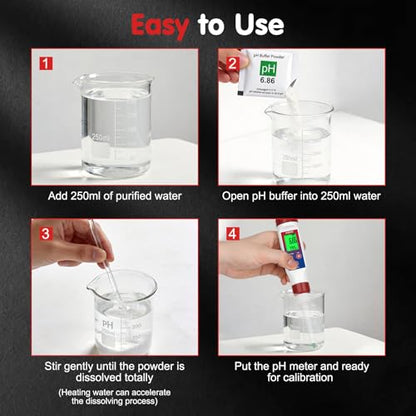 pH Meter Calibration Solution Kit | 18-Pack pH Buffer Powder - color: White 4/6.86/9.18