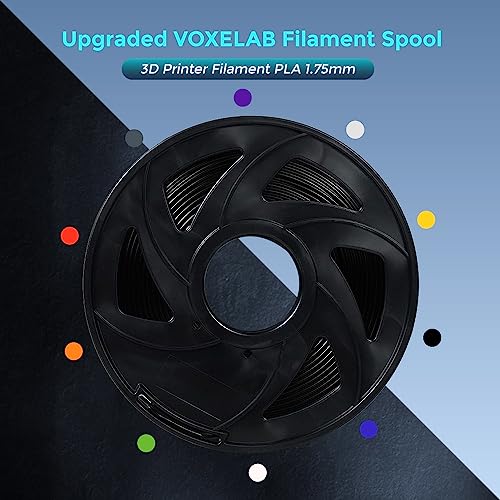 Voxelab 3D Printer Filament, 1.75mm PLA Pro (PLA+) Filament, Dimensional Accuracy +/- 0.02 mm, 3D Printing Material 1kg/ Spool, Compatible with FDM 3D Printer/Pen, Black - color: Black