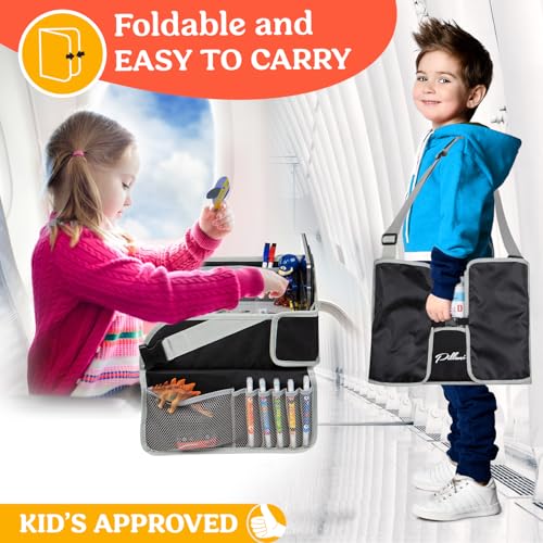 PILLANI Kids Travel Tray for Car - Carseat Tray w/iPad Holder & Dry Erase Board, Road Trip Essentials - Toddler Lap Desk Organizer for Airplane - Roadtrip Activities & Travel Essentials - Pack of 2 - color: 2-pack Black
