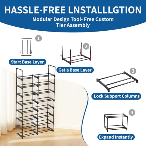 8-Tier 2-Column Modular 3D Printer Filament Storage Rack, 33.4" x 11.8" Metal Filament Spool Holder & Organizer, Holds 96 Spools(1kg), for Home Office Workshop, Tool-Free Assembly