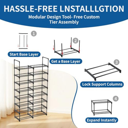 8-Tier 2-Column Modular 3D Printer Filament Storage Rack, 33.4" x 11.8" Metal Filament Spool Holder & Organizer, Holds 96 Spools(1kg), for Home Office Workshop, Tool-Free Assembly