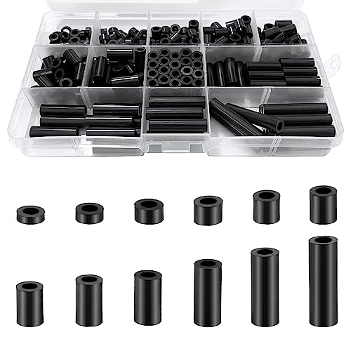 250pc Round Electrical Spacers Assortment Kit - ID 4MM OD 7MM, Outlet Screws & Switch/Receptacle Spacers 3MM to 35MM, Non-Threaded for M4 Screws - size: 0.2"W x 1.4"L (Pack of 250)