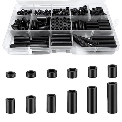 250pc Round Electrical Spacers Assortment Kit - ID 4MM OD 7MM, Outlet Screws & Switch/Receptacle Spacers 3MM to 35MM, Non-Threaded for M4 Screws - size: 0.2"W x 1.4"L (Pack of 250)