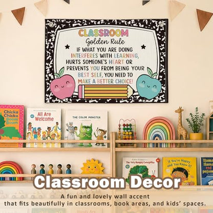 Classroom Rules Poster Decor, Classroom Golden Rule Hanging Banner - color: 01-Classroom Rules(Beige)