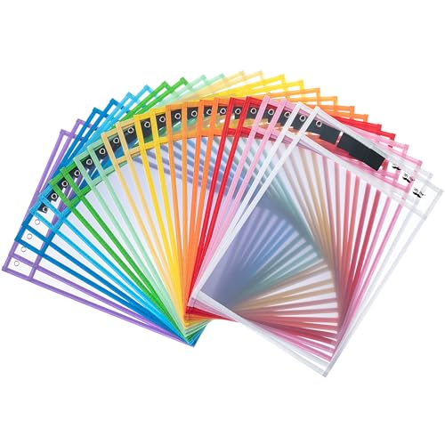 Mr. Pen- Reusable Dry Erase Pocket Sleeves, 10" x 14", 24 Pack, Colorful - color: Bright & Pastel Colors, size: 24 Pack