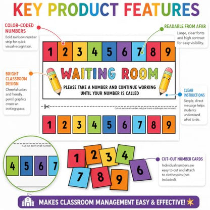 Andaz Press Rainbow Teacher Waiting Room Sign, Please Take a Number Classroom Poster for Student Management, Teacher Waiting in Line System, Behavior Management Visual Aid, 8.5x11 Thick Cardstock - color: Rainbow Teacher Waiting Room Sign