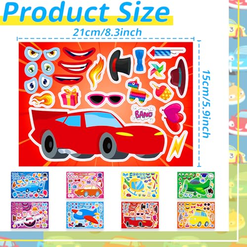 24 Sheets Race Car, Plane & Helicopter Stickers for Kids, Make Your Own Vehicle, Transportation Party Favors, Birthday Gifts, Classroom Rewards - color: Plane&cars