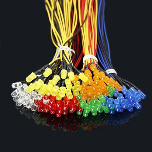 120pcs 12v Led Diode Lights 5mm,Pre Wired Led Light Emitting Diodes Kit White Red Blue Green Yellow Orange - color: 6colors(120pcs)