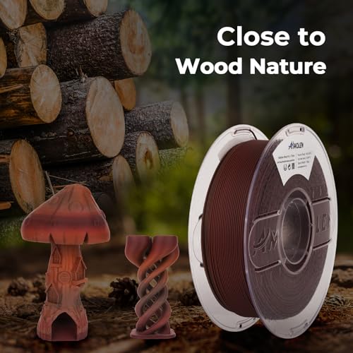 AMOLEN Wood PLA 3D Printer Filament 1.75mm Dark Wood Rainbow 1KG - color: Tigerwood
