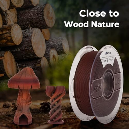AMOLEN Wood PLA 3D Printer Filament 1.75mm Dark Wood Rainbow 1KG - color: Tigerwood
