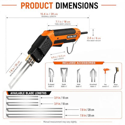 Electric Hot Knife Foam Cutter Kit, Hot Knife Cutting Tool with 8 Blades, R-Shaped Blade, Spade Blade,1.79 in, 3.9in and 7.8 in Blades, Hex Wrench and Brass Brush for Styrofoam, EVA Foam, Foam Board - color: D-orange Hot Knife Set (8 Blades)