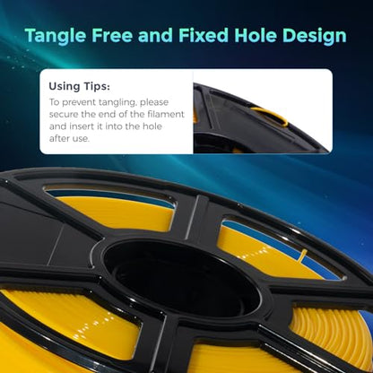 FLASHFORGE PLA Flexible 1.75 mm, 4X Longer Stretch 3D Printer Filament 1Kg (2.2lbs) Spool - Dimensional Accuracy +/- 0.02 mm, Ideal for Printing Soft Accessories - color: Yellow