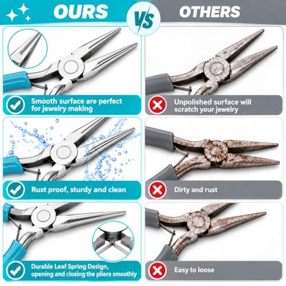 Needle Nose Pliers, 1 Pack Mini Pliers for Jewelry Making - color: Blue-needle Nose Pliers