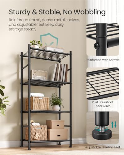 SONGMICS 4-Tier Shelving Unit, Steel Storage Rack, Easy Assembly - size: 15.7"W, style: 4-Tier