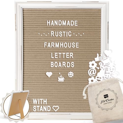 Cappuccino Felt Letter Board Back to School Sign with Rustic Wood White Frame - Farmhouse Letter Board Sign with Stand - Baby Announcement 12x16 Felt Board Changeable Message Board with 350 Letter Set - color: Cappuccino, size: 12x16 inches
