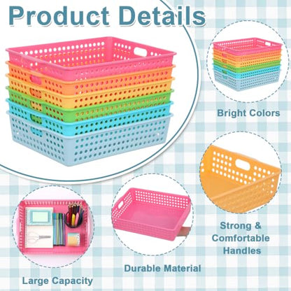 6 Pack Turn‑in Paper Trays for Classroom, Candy - color: Candy