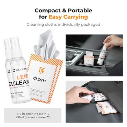 K&F CONCEPT Lens Cleaner Spray Kit,Microfiber Cloth X2,Glasses Cleaner X2 - size: Cleaner*2+Cloth*2