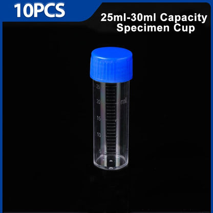 10 Pcs 25-30ML Urine Specimen Cups with Lids, Urine Sample Cups Collection Cup for Collection and Testing (Blue Lids)