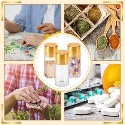 Didaey 50 Pcs 10ml Mini Glass Bottles with Screw Caps, Gold - color: Gold, size: 10ml