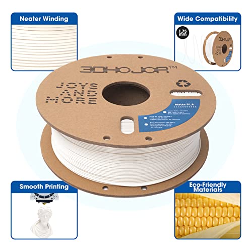 3DHoJor Matte PLA Filament 1.75mm, Upgrade 1kg Cardboard Spool PLA Filament 1.75 - PLA 3D Printing Filament, Print with Most 3D Printers Using 3D Filament(Matte White) - color: Matte-white