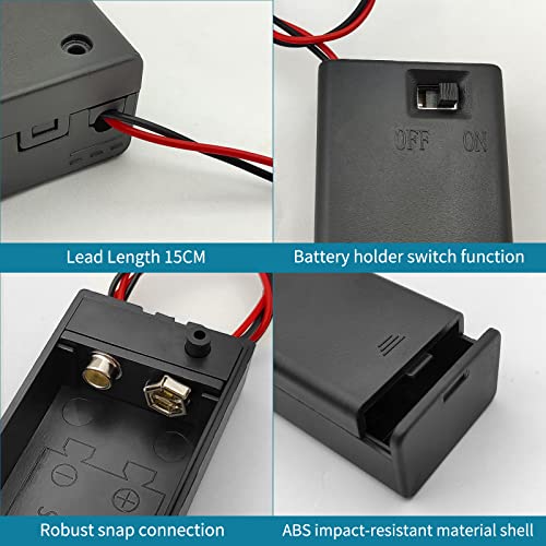 VWEICYY 9V Battery Holder,9V Battery Connector with Switch,9 Volt Battery Holder with Leads，Widely Used in Student Experiments,LED Strips or Other Devices with 9V Batteries (3 Pack) - style: 3 PACK