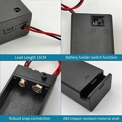 VWEICYY 9V Battery Holder,9V Battery Connector with Switch,9 Volt Battery Holder with Leads，Widely Used in Student Experiments,LED Strips or Other Devices with 9V Batteries (3 Pack) - style: 3 PACK
