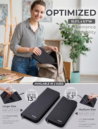 DUGATO Short Brush Holder & Organizer, Canvas Case 5.4 x 10.7 in, Black - color: Black, size: Medium 5.4x10.7 inches